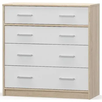 Komoda Nábytek Pyramida, s.r.o. Komoda 4S TIPS dub sonoma/bílá mat