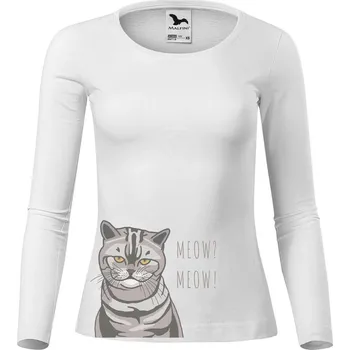 Dámské tričko DOBRÝ TRIKO Dámské triko s potiskem kočky Velikost: 3XL, Barva: Bílá