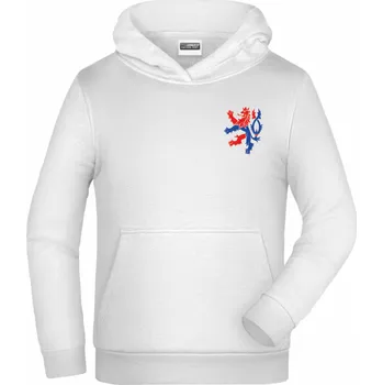 Chlapecká mikina ON-DESIGN Dětská mikina s kapucí s českým lvem Velikost: S, Barva: bílá