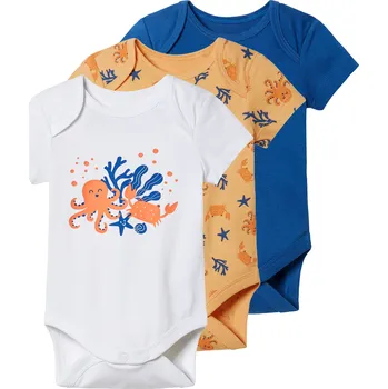 Kojenecký body lupilu® Chlapecké body, 3 kusy (74/80, modrá/oranžová/bílá)