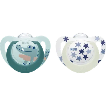 dudlíky NUK Silikonové šidítko Star Den & Noc 2 ks 6-18 m Kluk