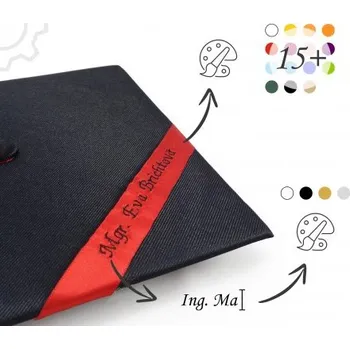 Pokrývka hlavy Výšivka na saténovou stuhu promoční čepice , promoce - dárek k promoci