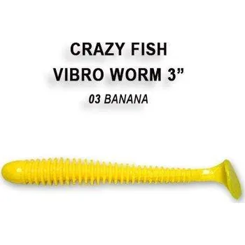 Umělá nástraha Gumová nástraha Crazy Fish Vibro Worm 7,5cm 03 Banana (5ks)