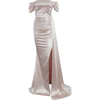 Dámské šaty Řasené šaty s odhalenými rameny Barva: Krémová, Velikost: XL