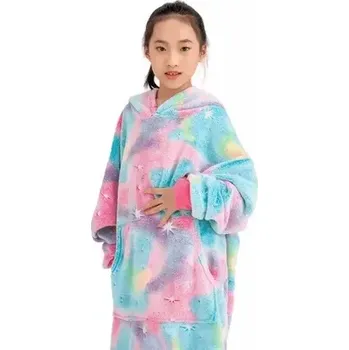 deka Svítící deka z mikrovlákna s kapucí - barevná