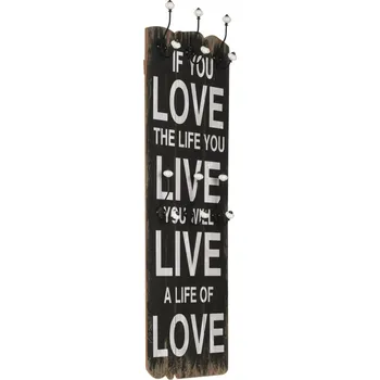 Věšák vidaXL Nástěnný věšák na kabáty LOVE LIFE s 6 háčky 120 x 40 cm