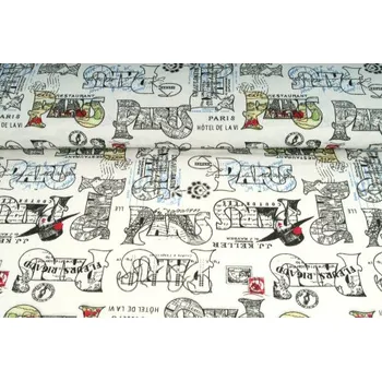 Plátno bavlněné, vzor PARIS, metráž, látka