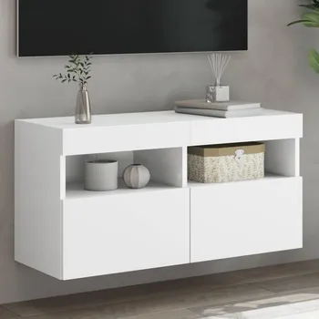 Nábytek vidaXL Nástěnná TV skříňka s LED osvětlením bílá 80 x 30 x 40 cm