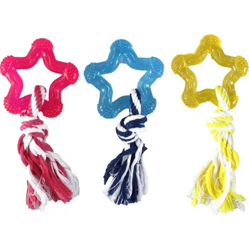 Hračka pro psa Hračka FLAMINGO TPR guma - hvězda s bavlněným uzlem 8cm (MIX BAREV)