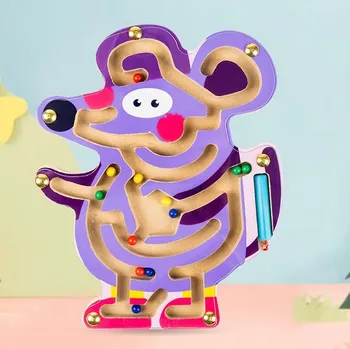 Dřevěné magnetické bludiště myška Montessori