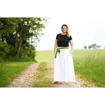 Dámská sukně Lněná dámská sukně dlouhá - bílá velikost: L