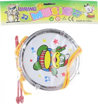 Hudební nástroj pro děti Dětský bubínek s paličkami a popruhem 18 cm želva