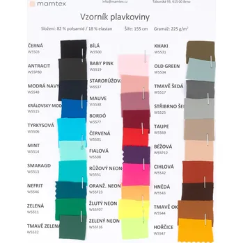 Vzorník plavkoviny 225 g/m2