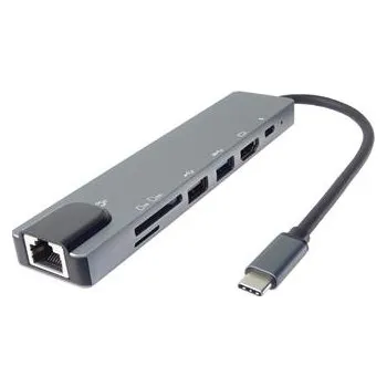 PremiumCord USB-C na HDMI + USB3.0 + USB2.0 + PD + SD/TF + RJ45 adaptér