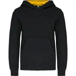 KARIBAN Dětská mikina s kapucí Velikost: 10-12 let, Barva: černá-žlutá