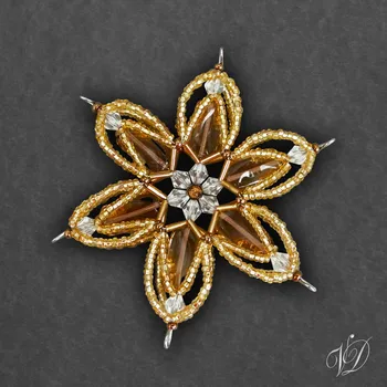 Vánoční ozdoba Vánoční korálková hvězda 0389 - 3D DUO Luxus Květ (PEVNÁ A NEREZ) Christmas bead ornament (Vánoční hvězda z korálků - Korálková hvězdička a vločka - Hvězdy a hvězdičky z korálků - Christmas bead star)