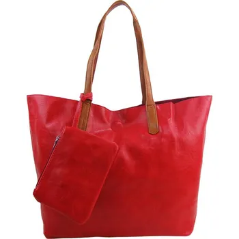 Velká červená shopper dámská taška s crossbody uvnitř