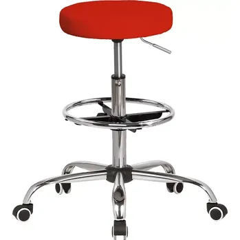 LZ 21 EXT židle lékařská, kříž chrom, kruh pro nohy, ekokůže červená