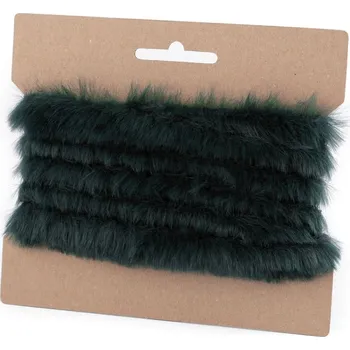 Oděvní / dekorační kožešinový proužek plochý, řezaný šíře 2 cm - zelená tmavá