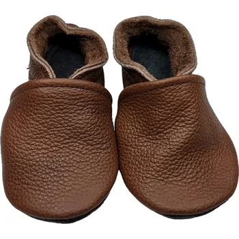 Capáčky EBOOBA Kožené capáčky s koženou podrážkou tmavě hnědé 6-12 měsíců Hnědá 21