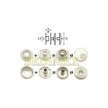 Knoflík stiskací knoflík (druk)AUTO_MOTO pr.15 mm, nikl celé balení