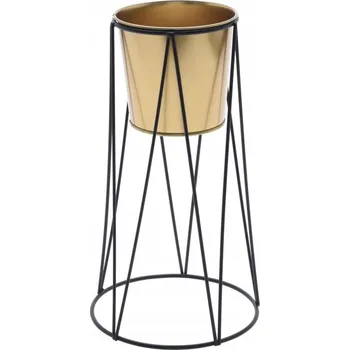 Květináč Květináč kov černý, žlutý Home Styling Collection 16 cm x 16 x 28 cm