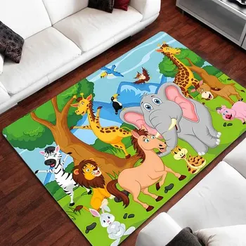 Koberec Dětský hrací protiskluzový koberec do pokoje | zvířata - 12,100 x 150 cm 39 x 59 palců