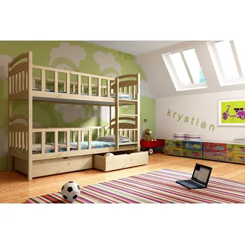 Postel Max-i Patrová postel se zábranou ANNA PINE vč. roštů Zvolte rozměr:: 90 x 190 cm, Zvolte barvu:: barva černá + ŠUPLÍKY