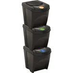 ZBXL Stohovatelné odpadkové koše 3 ks antracitové 75 l