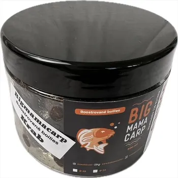 Boilies Big mama carp Boilies Boostrované Crazy Food Krab dóza 20 mm 500 ml