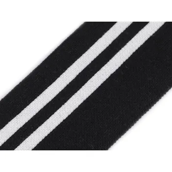 Elastický náplet / oděvní manžeta, metráž šíře 60 mm, barva černá bílá