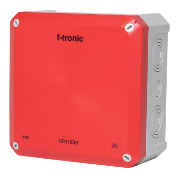 Elektroinstalační krabice F-TRONIC 7340213 Rozbočovací krabice IP66 NFK18SB, 180x180x93mm, pro bezpečnostní osvětlení, šedá/červená