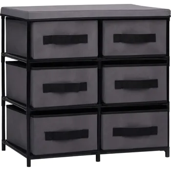 Komoda zahrada-XL Úložná skříňka se 6 zásuvkami 55 x 29 x 55 cm šedá ocel 288322