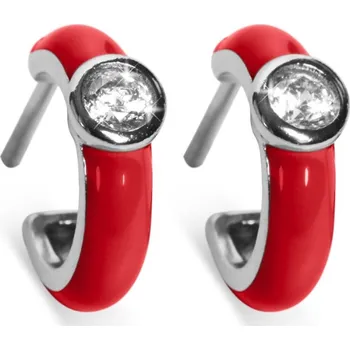 Módní doplněk Oliver Weber Stříbrné kruhy s červeným smaltem Apricus 62259 RED + 2 měsíce na vrácení zboží