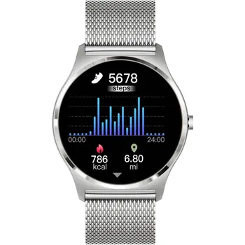 Chytré hodinky XCOAST JOLI XC PRO chytré hodinky 45 mm Topazová stříbrná