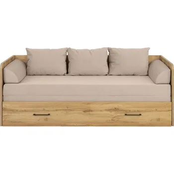 Pohovka Rozkládací postel s matracemi a polštáři TETRIX, dub wotan/ béžová