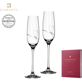 Sklenice Sklenice srdíčka na sekt se Swarovski Elements Romance Elixir 200 ml