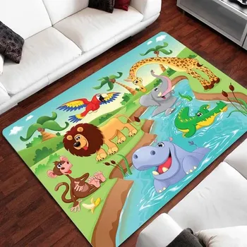 Koberec Dětský hrací protiskluzový koberec do pokoje | zvířata - 17,60 x 90 cm 24 x 36 palců