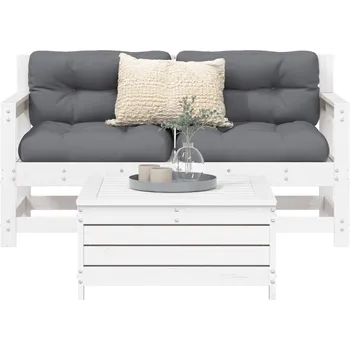 Petrashop 3dílná zahradní sedací souprava bílá masivní borové dřevo Bílá3250761