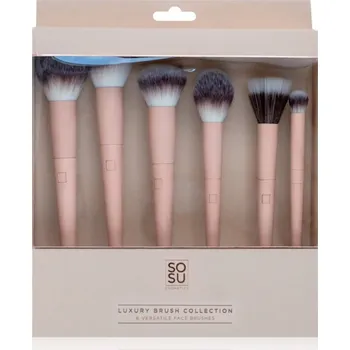 SOSU Cosmetics Luxury Brush P01 štětec na pudr 1 ks + P02 štětec na bronzer 1 ks + P03 štětec na make-up 1 ks + P04 štětec na detaily 1 ks + P05 střední štětec na tekuté, krémové a pudrové produkty 1 ks + P06 štětec na korektor 1 ks