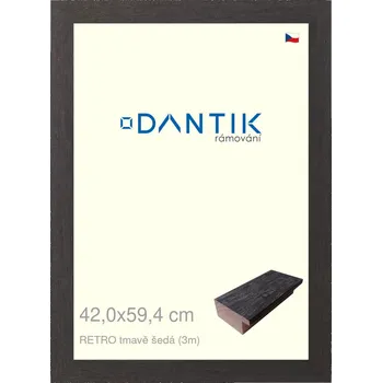 Rám na obraz DANTIK rámeček 42x59,4 | RETRO tmavě šedá (Plexi Čiré) (Vyrobeno s láskou u nás v DANTIKU)
