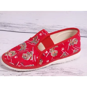 Dívčí bačkory Bačkůrky papučky bačkory HP Čechtín 555 červené s pejsky velikost: 30