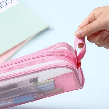 Penál Comix Pouzdro etue na psací potřeby Clear A9201 Barva: Růžová