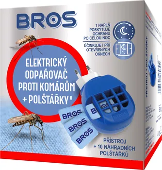 BROS Elektrický odpařovač proti komárům + 10 polštářků