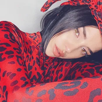 Body Dámské body s rolákem leopard Barva: Červená, Velikost: S