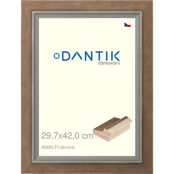 Rám na obraz DANTIK rámeček 29,7x42 | AMALFI okrová (Plexi Čiré) (Vyrobeno s láskou u nás v DANTIKU)