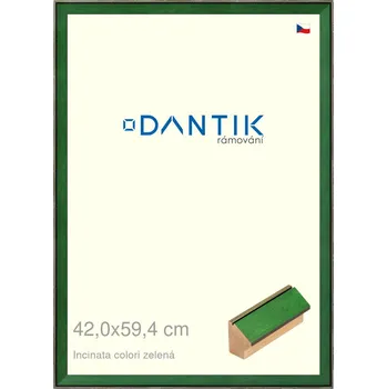 Rám na obraz DANTIK rámeček 42x59,4 | INCLINATA colori zelená (Plexi Čiré) (Vyrobeno s láskou u nás v DANTIKU)