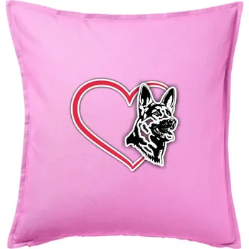 Polštář Německý ovčák v srdci - Polštář 50x50 - 50x50 - Pouze potah ( Růžová )