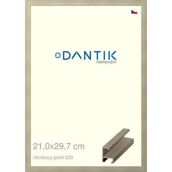 Rám na obraz DANTIK rámeček 21x29,7 | ALU profil 6220 champagne (Sklo Čiré) (Vyrobeno s láskou u nás v DANTIKU)
