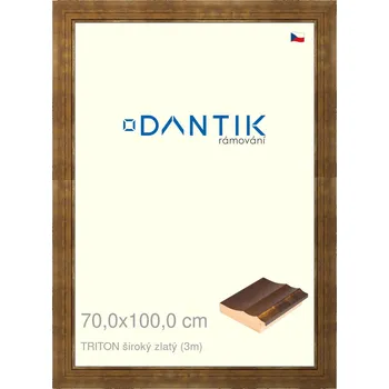 Rám na obraz DANTIK rámeček 70x100 | TRITON široký zlatý (Plexi Čiré) (Vyrobeno s láskou u nás v DANTIKU)